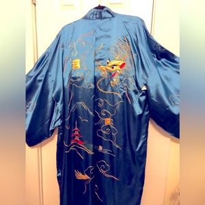 Vintage blue hand stitched kimono